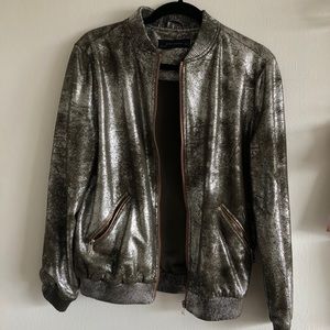 METALLIC FAUX SUEDE JACKET